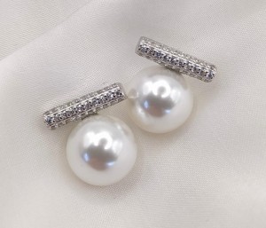Kolczyki srebrne  perły z cyrkoniami