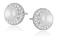 Kolczyki srebrne perły z cyrkoniami 