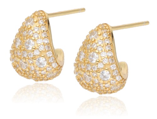 Kolczyki srebrne pozłacane łezki z cyrkoniami