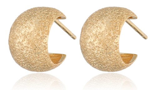 Kolczyki srebrne pozłacane półokrągłe z drobinkami