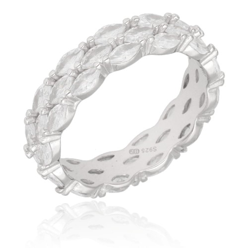 Srebrny pierścionek obrączka  z  owalnymi cyrkoniami