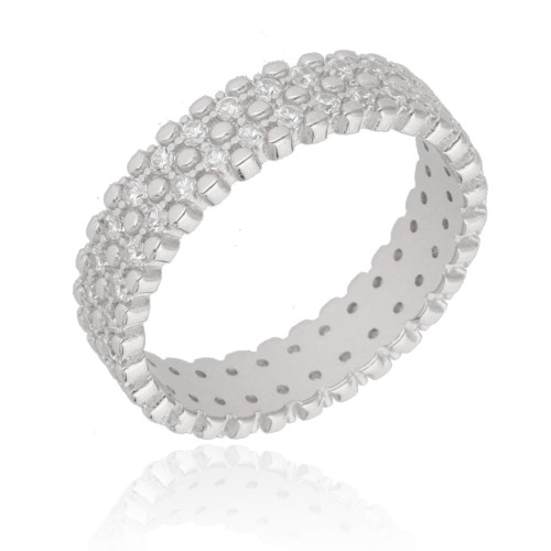 Srebrny pierścionek obrączka z cyrkoniami