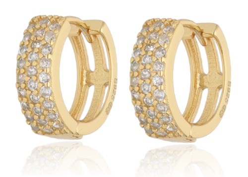 Kolczyki srebrne pozłacane koła z cyrkoniami 1.2 cm 