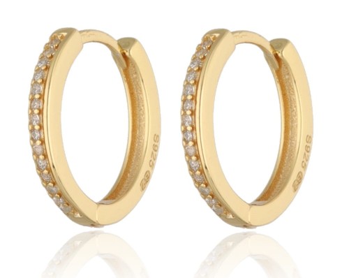 Kolczyki srebrne pozłacane koła z cyrkoniami 1.2 cm