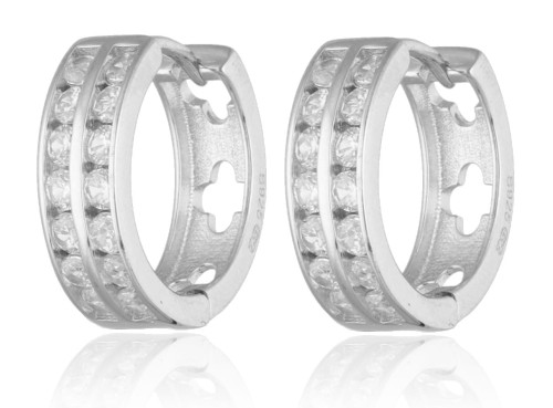 Srebrne kolczyki  koła 1.5 cm z cyrkoniami