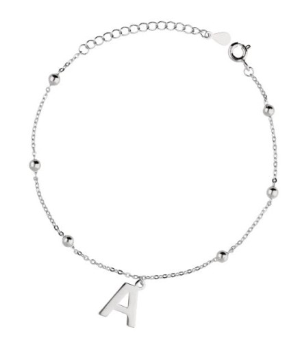 Bransoletka srebrna, litera A