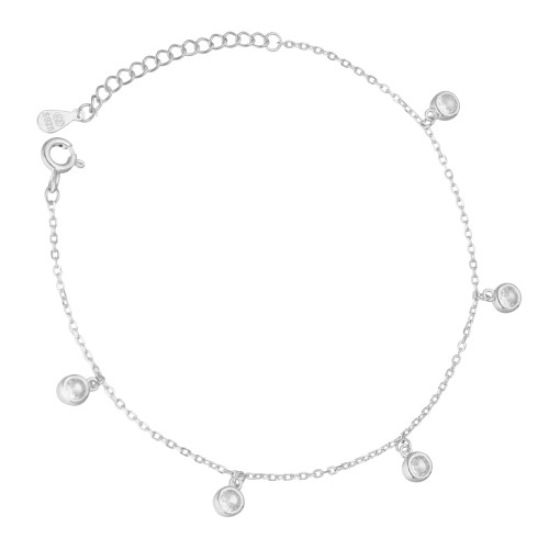 Bransoletka celebrytka srebrna z wiszącymi cyrkoniami