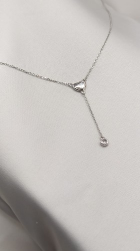 Naszyjnik srebrny serce z wiszącym łańcuszkiem