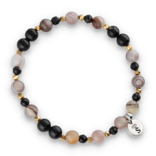 Bransoletka z naturalnych kamieni agat,hematyt