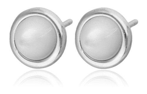 Kolczyki srebrne okrągłe  z masą perłową 0.7 cm