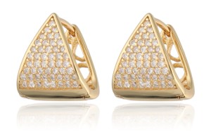 Kolczyki srebrne pozłacane trójkąty z cyrkoniami