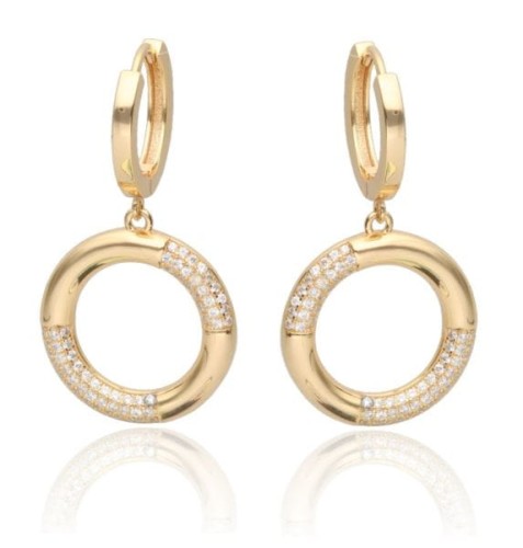 Kolczyki srebrne pozłacane wiszące koła z cyrkoniami