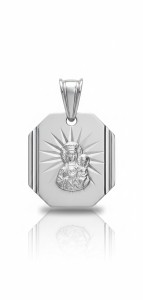 Medalik Matka Boska Częstochowska, diamentowany ośmiokąty