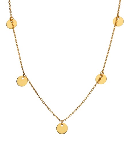 Naszyjnik srebrny pozłacany z wiszącymi kółkami