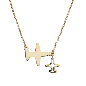 Naszyjnik srebrny pozłacany, samoloty