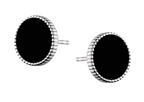 Kolczyki srebrne okrągłe z onyksem