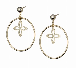 Kolczyki srebrne pozłacane koła w wiszącą koniczyną marokańska