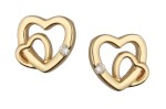 Kolczyki srebrne pozłacane ,serca podwójne