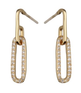 Kolczyki srebrne pozłacane  wiszące z cyrkoniami