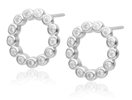 Kolczyki srebrne okrągłe z cyrkoniami