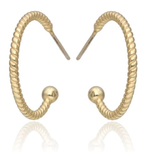 Kolczyki srebrne pozłacane  koła 2.2 cm spiralne 