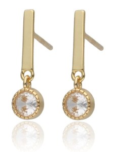 Kolczyki srebrne pozłacane z wiszącą cyrkonią