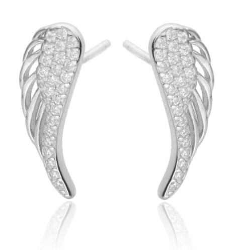 Kolczyki srebrne skrzydła z cyrkoniami