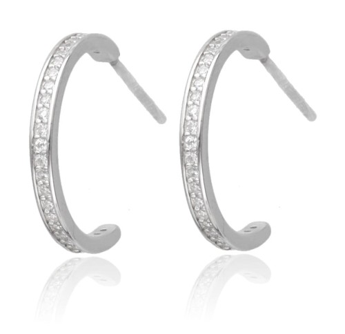 Kolczyki srebrne półokrągłe z cyrkoniami