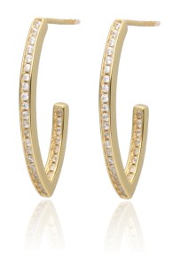 Kolczyki srebrne pozłacane łezka z cyrkoniami