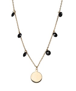 Naszyjnik srebrny pozłacany z wiszącym kołem i spinelami