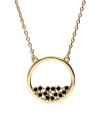 Naszyjnik srebrny pozłacany koło z czarnymi cyrkoniami