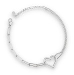 Bransoletka srebrna łączona z sercem 