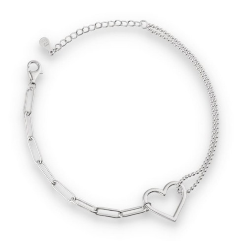 Bransoletka srebrna łączona z sercem 