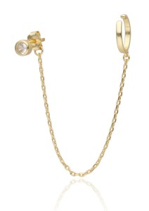 Kolczyki srebrne pozłacane nausznica z cyrkonią 