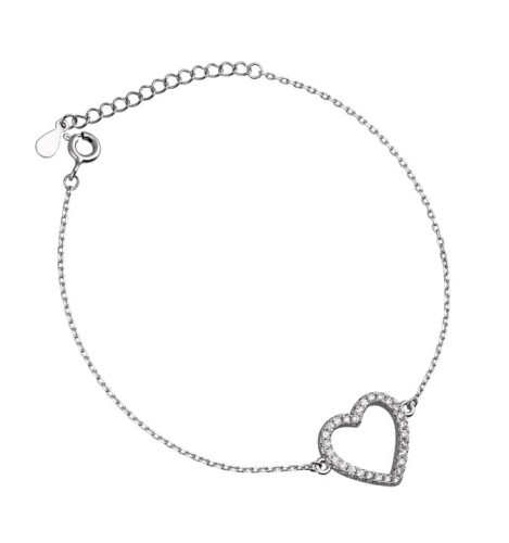 Bransoletka srebrna celebrytka, serce z cyrkoniami