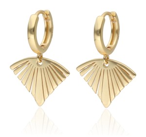 Kolczyki srebrne pozłacane koła z wiszącym wachlarzem