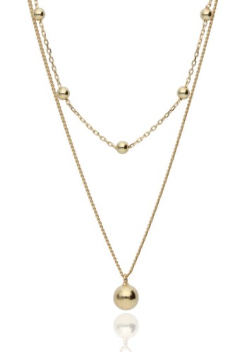 Naszyjnik srebrny pozłacany podwójny z wiszącą kulką