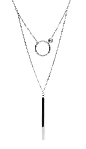 Naszyjnik srebrny podwójny z wiszącym soplem