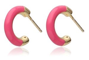 Kolczyki srebrne pozłacane  koła  z masą różową 