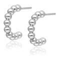 Kolczyki srebrne  półokrągłe z kulkami