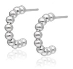 Kolczyki srebrne  półokrągłe z kulkami