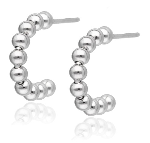 Kolczyki srebrne  półokrągłe z kulkami