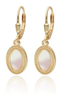 Kolczyki srebrne pozłacane wiszące z  masą perłową