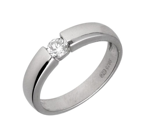 Pierścionek srebrny obrączka z cyrkonią