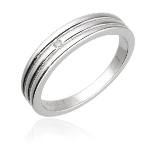 Pierścionek srebrny obrączka z cyrkonią