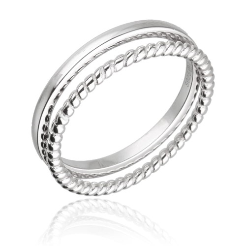 Pierścionek srebrny  obrączki podwójne