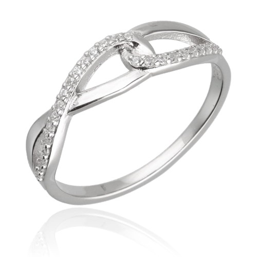 Pierścionek srebrny przekładany z cyrkoniami