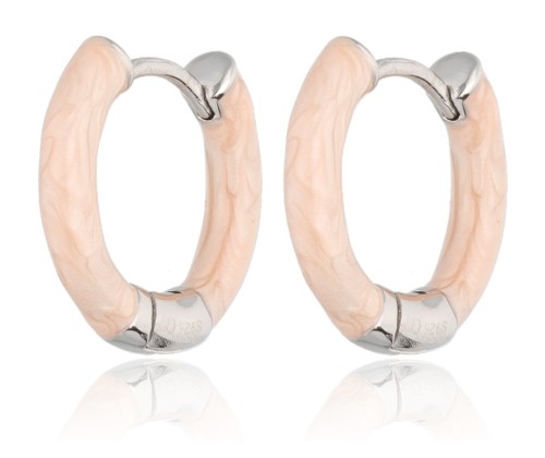 Kolczyki srebrne, koła z różową masą perłową