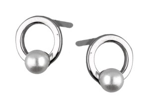 Kolczyki srebrne koło z perełką